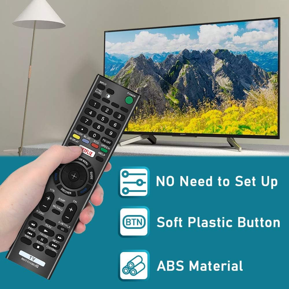 Remote for Sony Bravia Smart Remote and Sony Bravia UHD Crystal 4K Smart HDR OLED Tvs LCD LED HDTV RMT-TX100U with Netflix XBR KDL Series