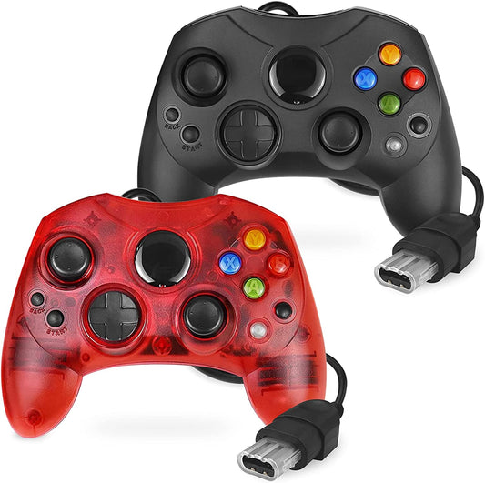 Controller Replacement for Xbox Controller S-Type/Original Xbox Controller,Classic Controller Compatible with Original Xbox Console(Pack of 2,Black and Ruby Red)
