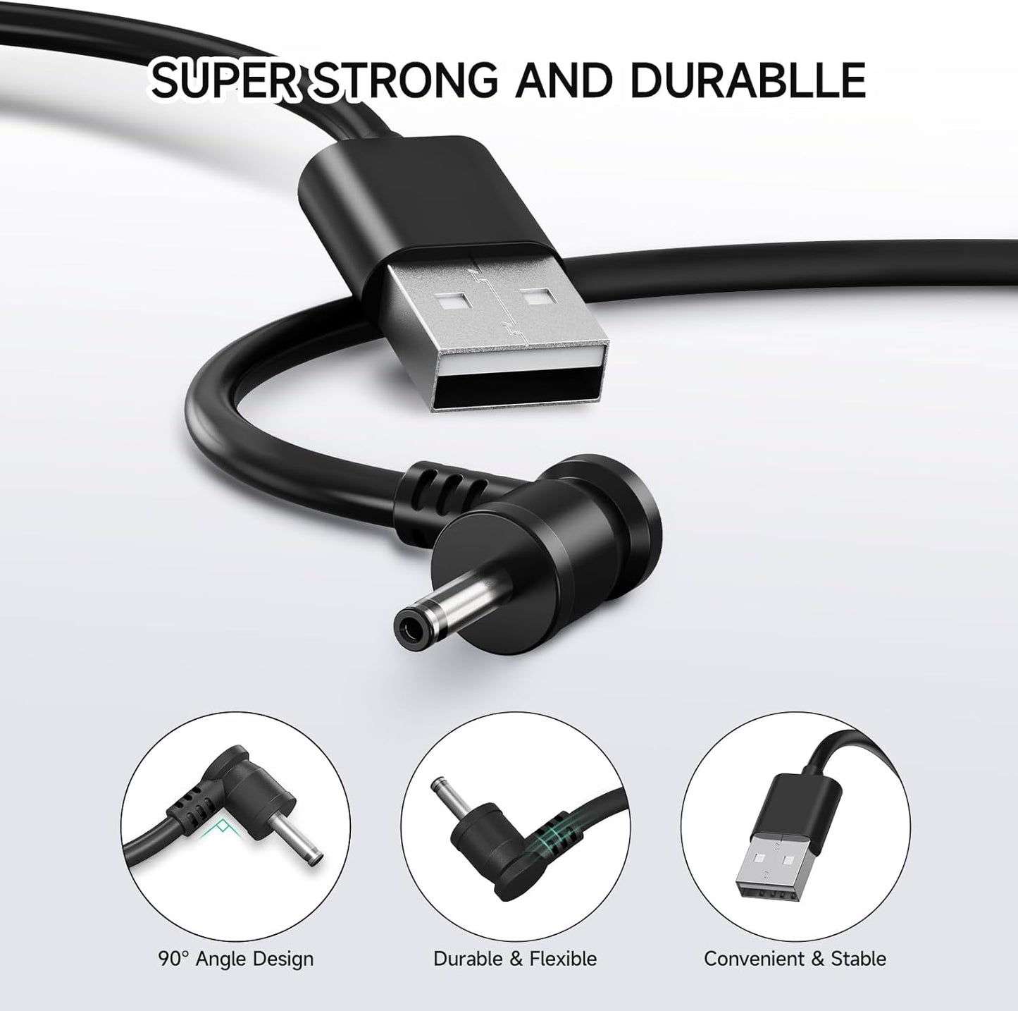 8M/26Ft Charge Cable with DC Power Adapter Compatible with Ring Stick up Cam Battery 3Rd Gen/2Nd Gen/Plug-In, Weatherproof Cable to Continuously Charge Your Camera, Black