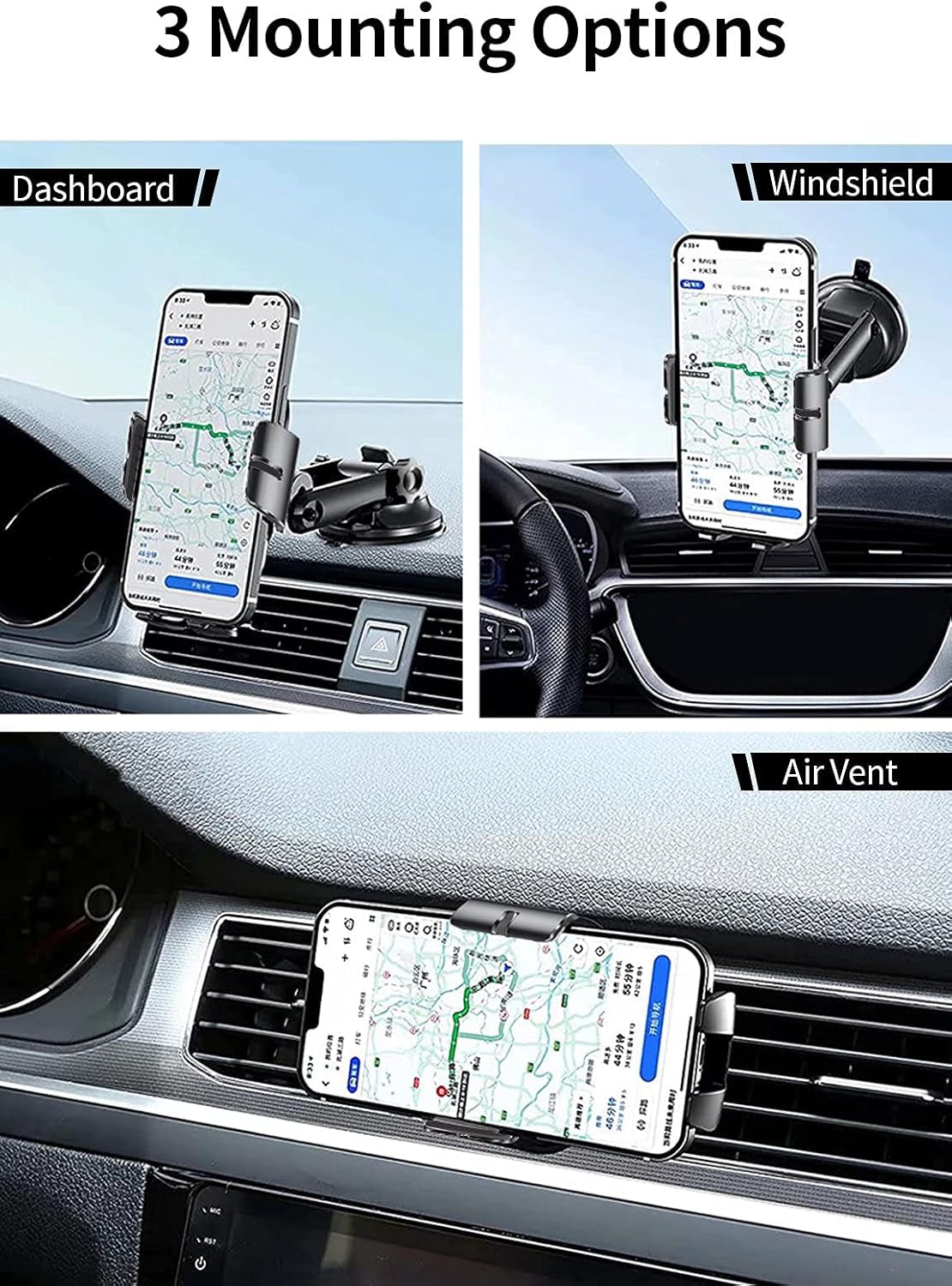 Wireless Car Charger 15W/10W/7.5W Fast Charging Auto Clamping Car Wireless Charger Air Vent Car Phone Holder Mount Compatible with Iphone 12/12 Pro Max/12 Mini/11,Galaxy S21/S20(Black)