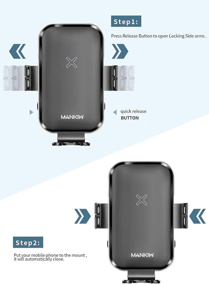 Wireless Car Charger 15W/10W/7.5W Fast Charging Auto Clamping Car Wireless Charger Air Vent Car Phone Holder Mount Compatible with Iphone 12/12 Pro Max/12 Mini/11,Galaxy S21/S20(Black)