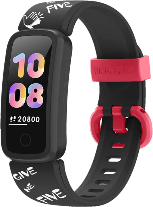 Kids Fitness Tracker Watch for Girls Boys Age 5-15, Heart Rate Monitor, IP68 Waterproof, Activity Tracker, Sleep Monitor, Pedometer, Calorie Counter, Silent Alarm Clock (Black)