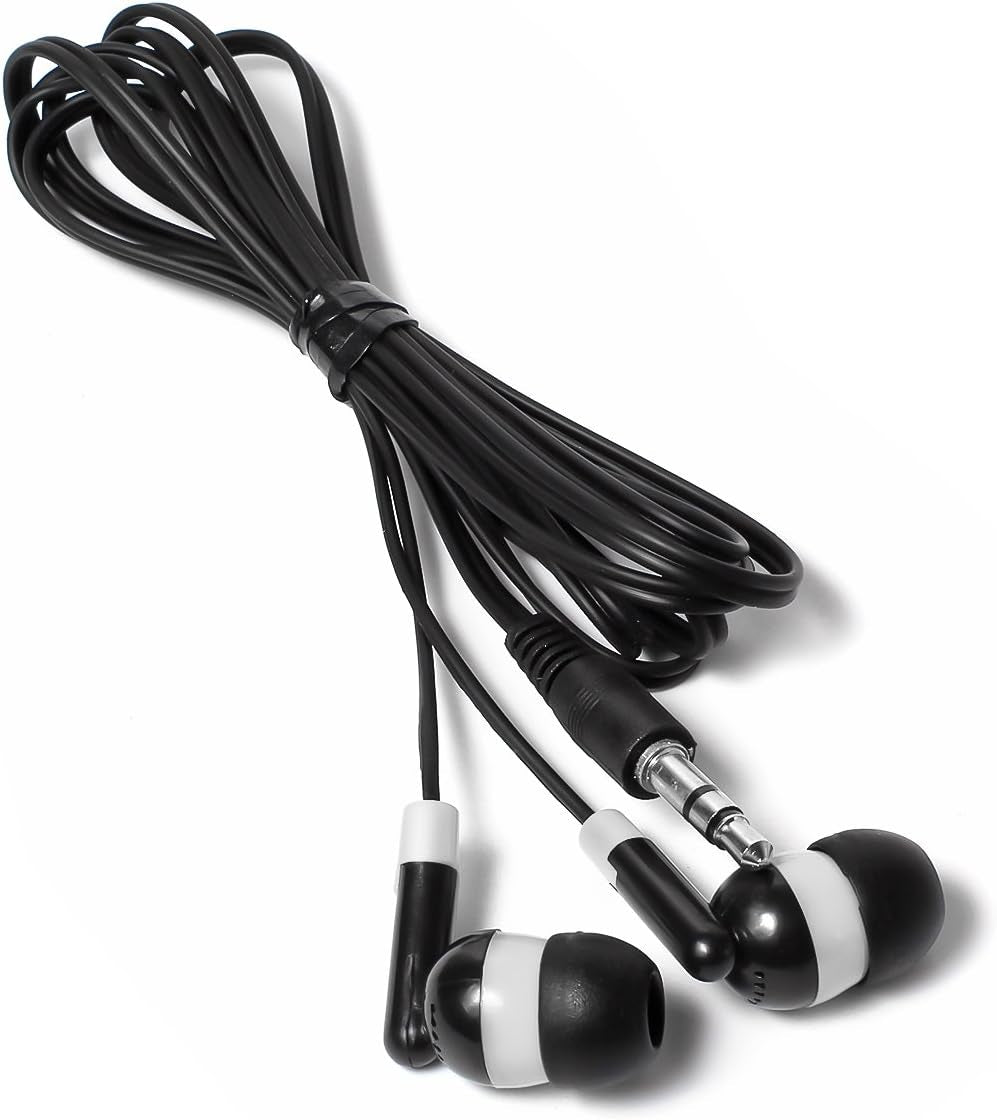 Bulk Earbuds Headphones Wholesale KWA-08-W Earphones, 100 Pack Disposable Ear Buds Bulk Individually Wrapped Headphones for School Classroom Students White