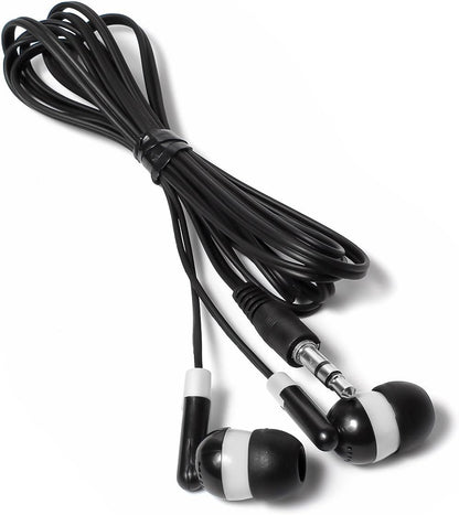 Bulk Earbuds Headphones Wholesale KWA-08-W Earphones, 100 Pack Disposable Ear Buds Bulk Individually Wrapped Headphones for School Classroom Students White