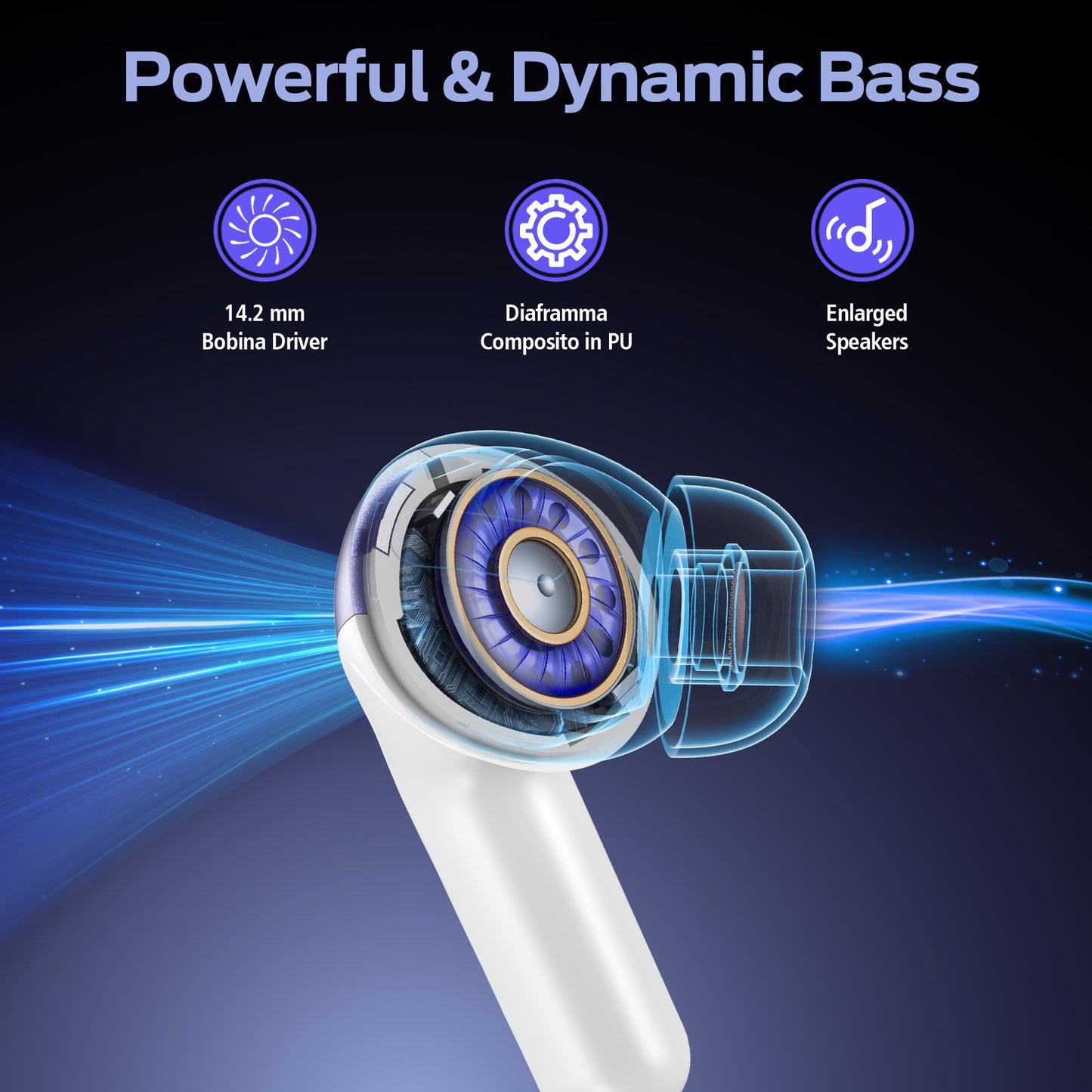 VEATOOL Bluetooth Headphones True Wireless Earbuds 65H Playback Power Display Earphones with Wireless Charging Case IPX7 Waterproof In-Ear Earbuds with Mic for TV Smart Phone Computer Laptop