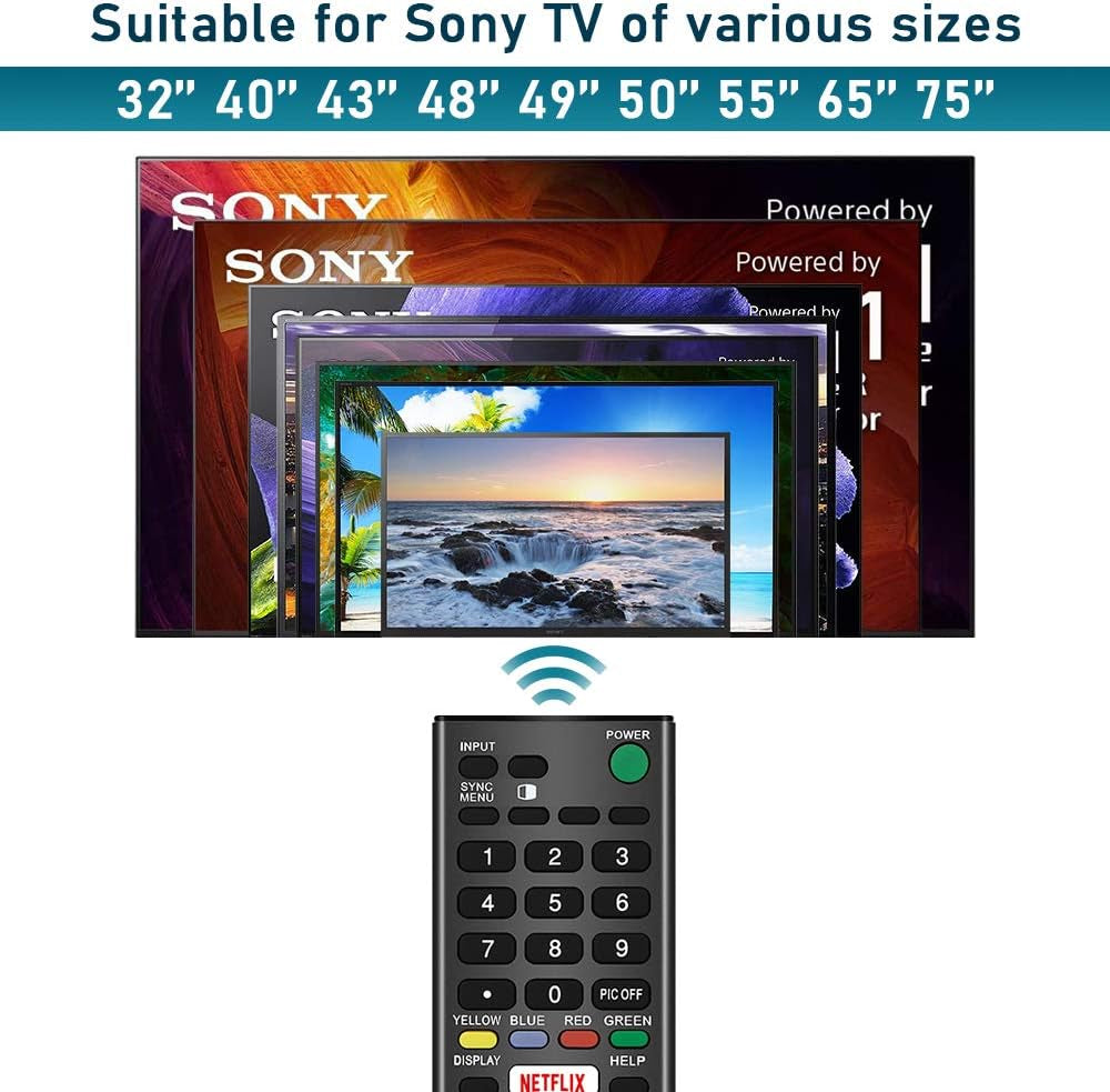 Remote for Sony Bravia Smart Remote and Sony Bravia UHD Crystal 4K Smart HDR OLED Tvs LCD LED HDTV RMT-TX100U with Netflix XBR KDL Series