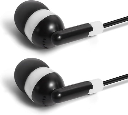Bulk Earbuds Headphones Wholesale KWA-08-W Earphones, 100 Pack Disposable Ear Buds Bulk Individually Wrapped Headphones for School Classroom Students White